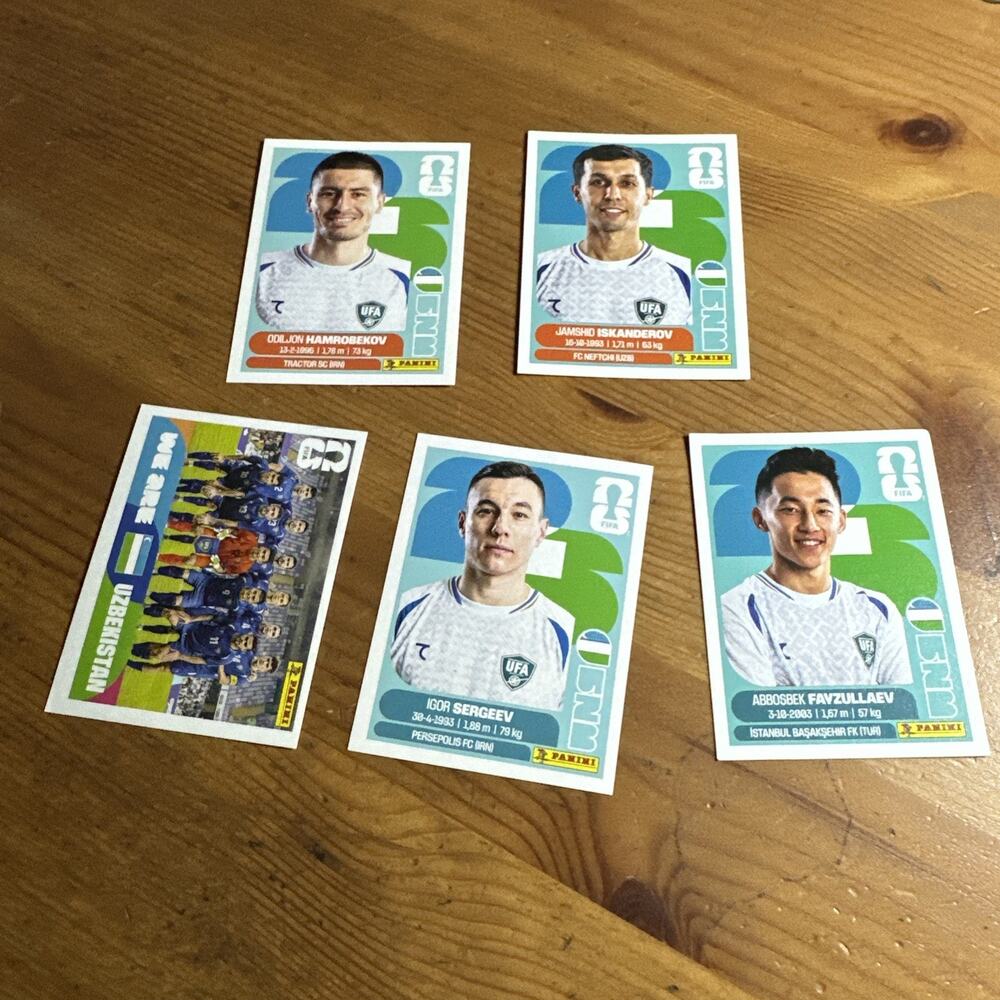 2026 FIFA Panini World Cup Team Uzbekistan Sticker Lot of 5 UZB 10/12/13/19/20